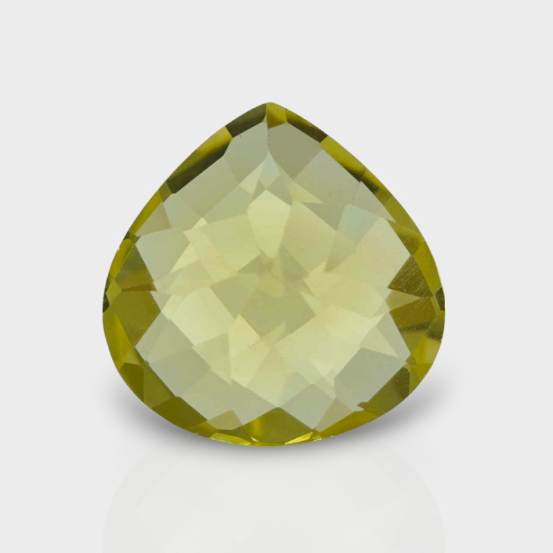 Lemon Quartz 15mm Checkerboard Heart AAA Loose Gemstone - 182342