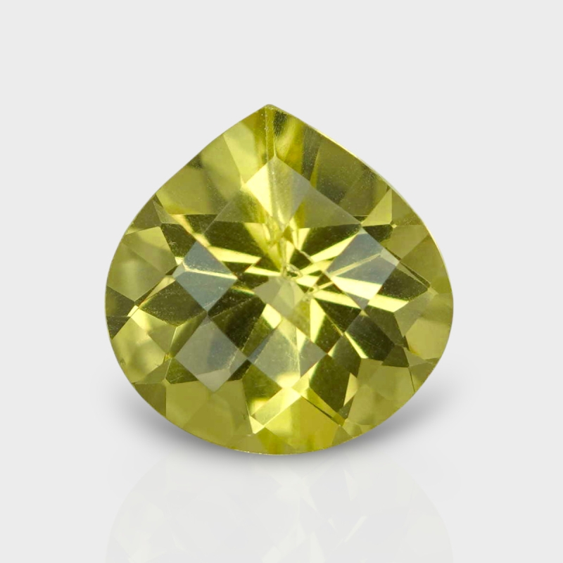 Lemon Quartz 14mm Checkerboard Heart AAA Loose Gemstone - 182339