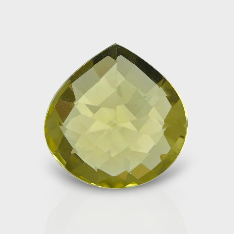 Lemon Quartz 14mm Checkerboard Heart AAA Loose Gemstone - 182339