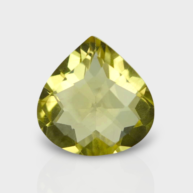 Lemon Quartz 13mm Checkerboard Heart AAA Loose Gemstone - 182338