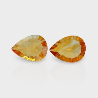 Citrine 16x12mm Concave Cut Pear AAA Matched Gemstones Pair - 180544