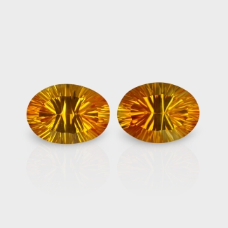 Citrine 17.50x12.75mm Concave Cut Oval AAA Matched Gemstones Pair - 180547