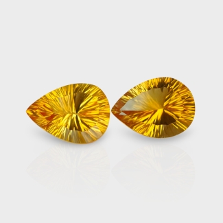 Citrine 17.50x12.75mm Concave Cut Pear AAA Matched Gemstones Pair - 180573