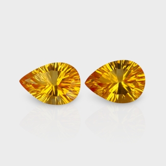 Citrine 13.45x9.70mm Concave Cut Pear AAA Matched Gemstones Pair - 180576