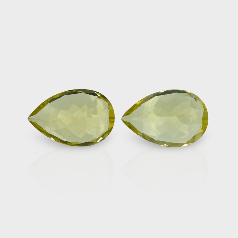 Lemon Quartz 15x10mm Faceted Pear AAA Matched Gemstones Pair - 181869