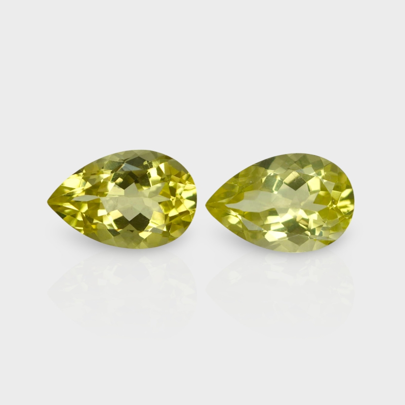 Lemon Quartz 15x10mm Faceted Pear AAA Matched Gemstones Pair - 181869