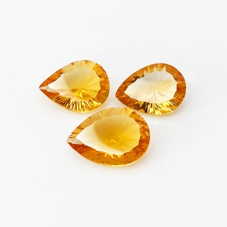 Citrine 17.45x12.35-15.90x11.90mm Concave Cut Pear AAA Matched Gemstones Set - 180615