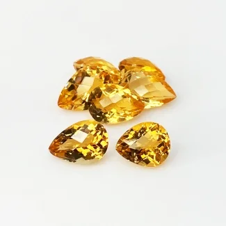Citrine 10x8-12x8mm Checkerboard Pear AAA Gemstones Parcel - 181514