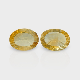 Citrine 19.40X14.70 Concave Cut Oval AA+ Matched Gemstones Pair - 180548