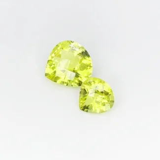 Lemon Quartz 12-17mm Checkerboard Heart AA Gemstones Parcel - 181876