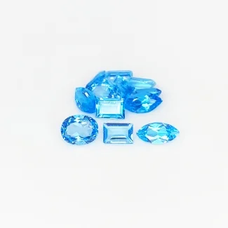 Swiss Blue Topaz 0.91-2.22Cts. Faceted Mix AA+ Gemstones Parcel - 182344