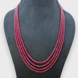 Ruby 3-5.5mm Smooth Rondelle AA Beads Necklace - 182160