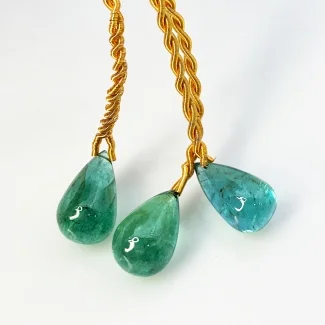 Emerald 14.5-15.5mm Smooth Drop A+ Matched Gemstone Beads Set - 182136