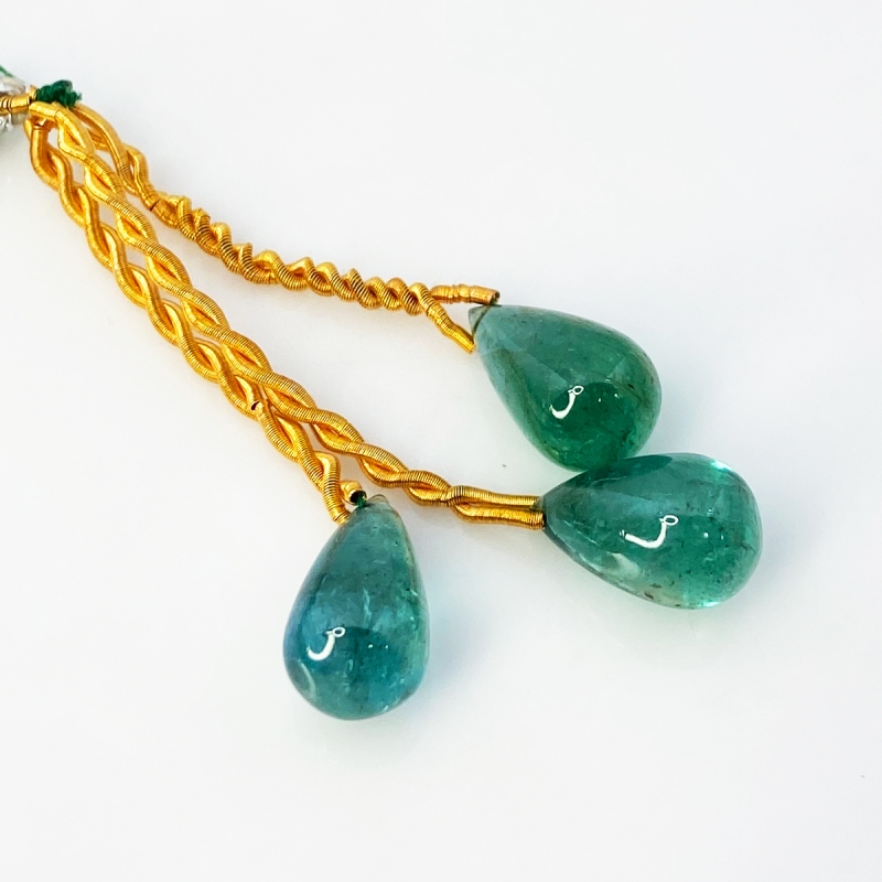 Emerald 14.5-15.5mm Smooth Drop A+ Matched Gemstone Beads Set - 182136