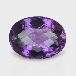 Brazilian Amethyst 19.5x14.5mm Checkerboard Oval AAA+ Grade Loose Gemstone - 158759