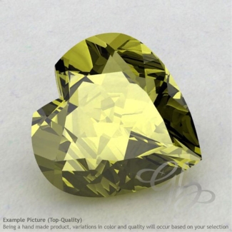 Olive Quartz Heart Shape Calibrated Gemstones