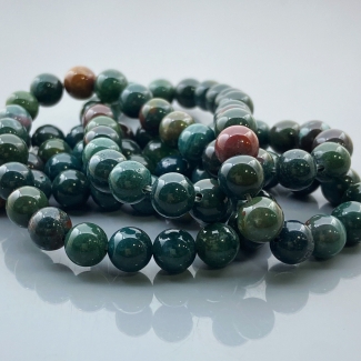 Indian Bloodstone 8mm Smooth Round AAA Gemstone Beads Lot - 182503