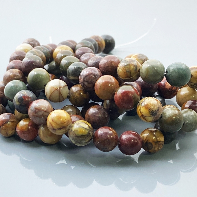 Picasso Jasper 8mm Smooth Round AAA Gemstone Beads Lot - 182517