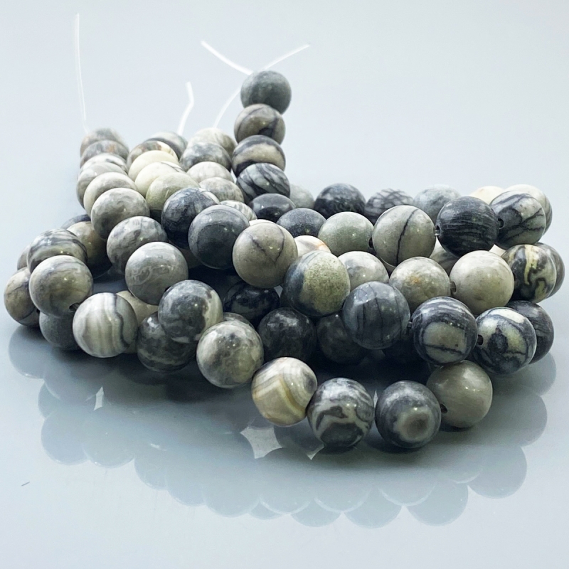 Grey Jasper 8mm Smooth Round AA Gemstone Beads Lot - 182521