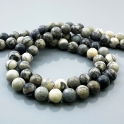 Grey Jasper 8mm Smooth Round AA Gemstone Beads Lot - 182521