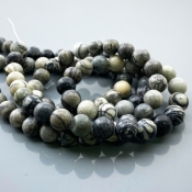 Grey Jasper 8mm Smooth Round AA Gemstone Beads Lot - 182521