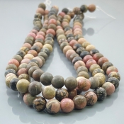 Rhodonite 8mm Smooth Round AA Gemstone Beads Lot - 182523