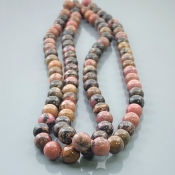 Rhodonite 8mm Smooth Round AA Gemstone Beads Lot - 182530
