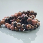 Rhodonite 8mm Smooth Round AA Gemstone Beads Lot - 182530