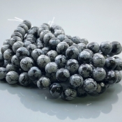 Snowflake Obsidian 8mm Smooth Round AA Gemstone Beads Lot - 182535