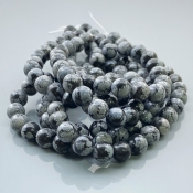 Snowflake Obsidian 8mm Smooth Round AA Gemstone Beads Lot - 182535