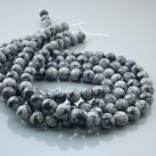 Snowflake Obsidian 8mm Smooth Round AA Gemstone Beads Lot - 182535