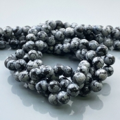 Snowflake Obsidian 8mm Smooth Round AA Gemstone Beads Lot - 182535