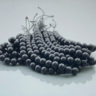 Black Shungite 6mm Smooth Round AAA Gemstone Beads Lot - 182541