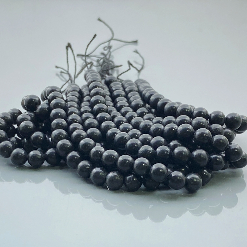 Black Shungite 6mm Smooth Round AAA Gemstone Beads Lot - 182541