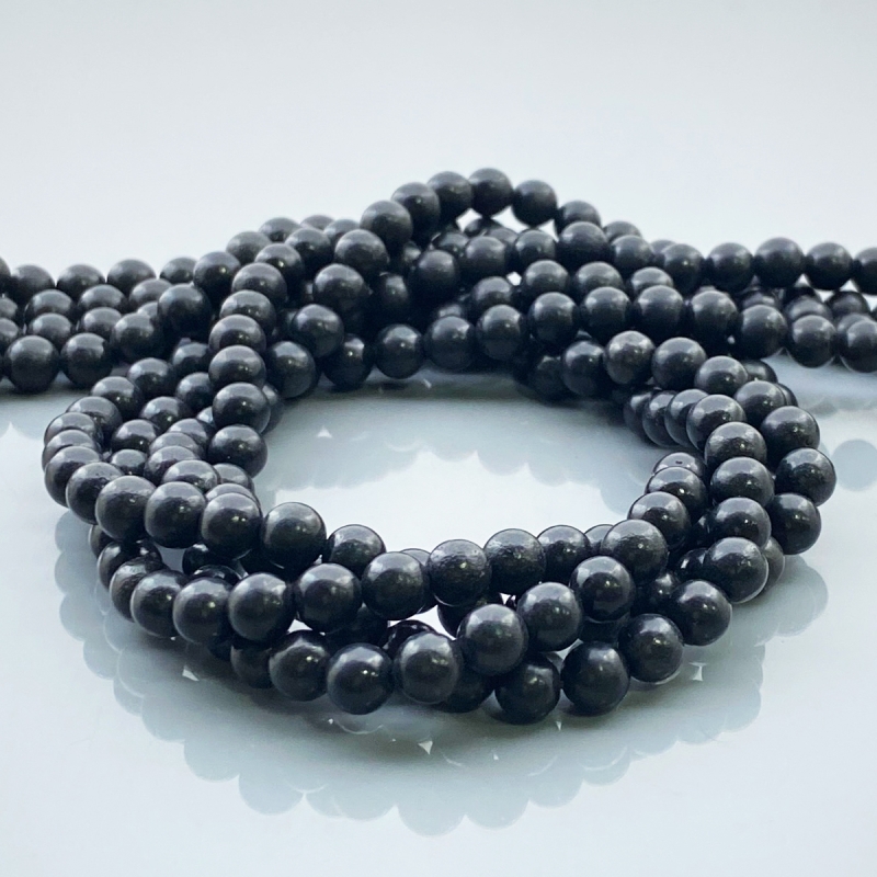 Black Shungite 6mm Smooth Round AAA Gemstone Beads Lot - 182541