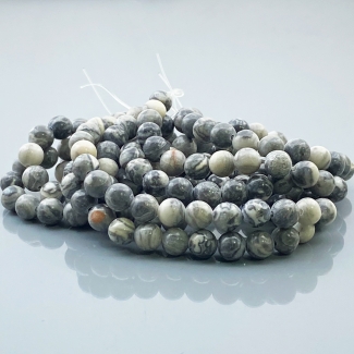 Grey Jasper 6mm Smooth Round AA Gemstone Beads Lot - 182542