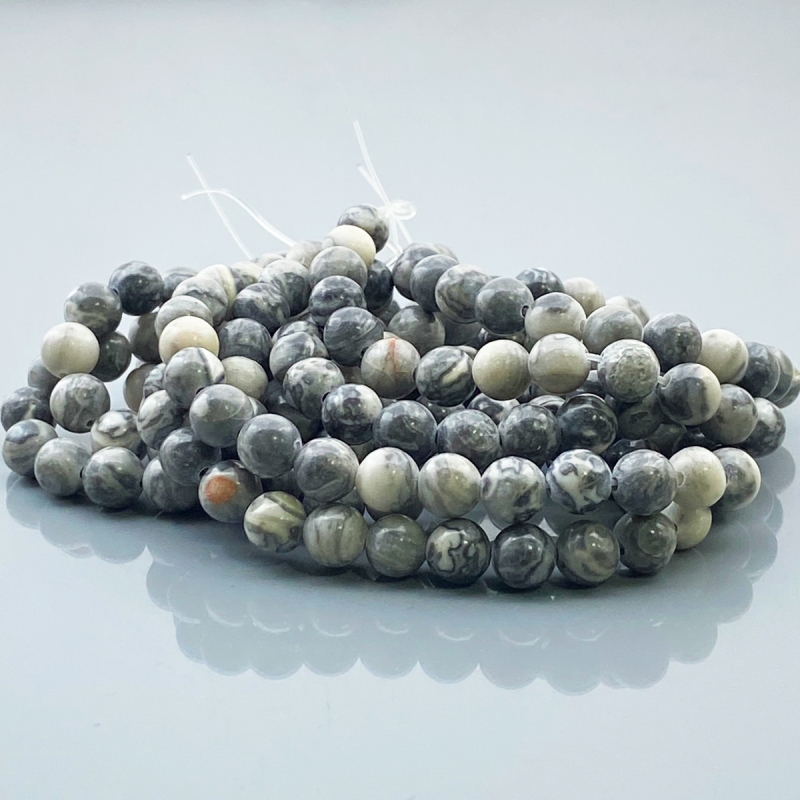 Grey Jasper 6mm Smooth Round AA Gemstone Beads Lot - 182542