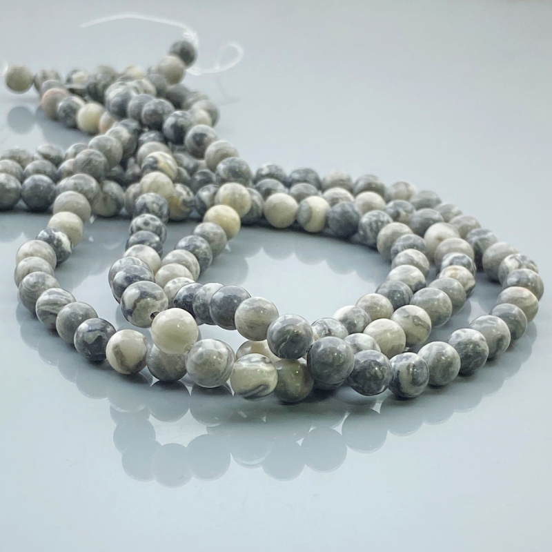 Grey Jasper 6mm Smooth Round AA Gemstone Beads Lot - 182542