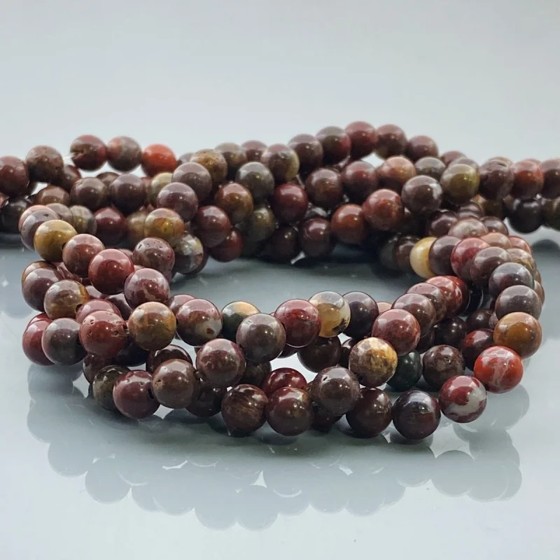 Poppy Jasper 6mm Smooth Round AA Gemstone Beads Lot - 182547