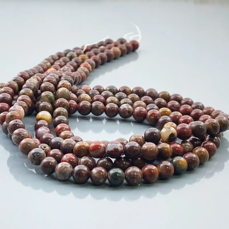 Poppy Jasper 6mm Smooth Round AA Gemstone Beads Lot - 182547
