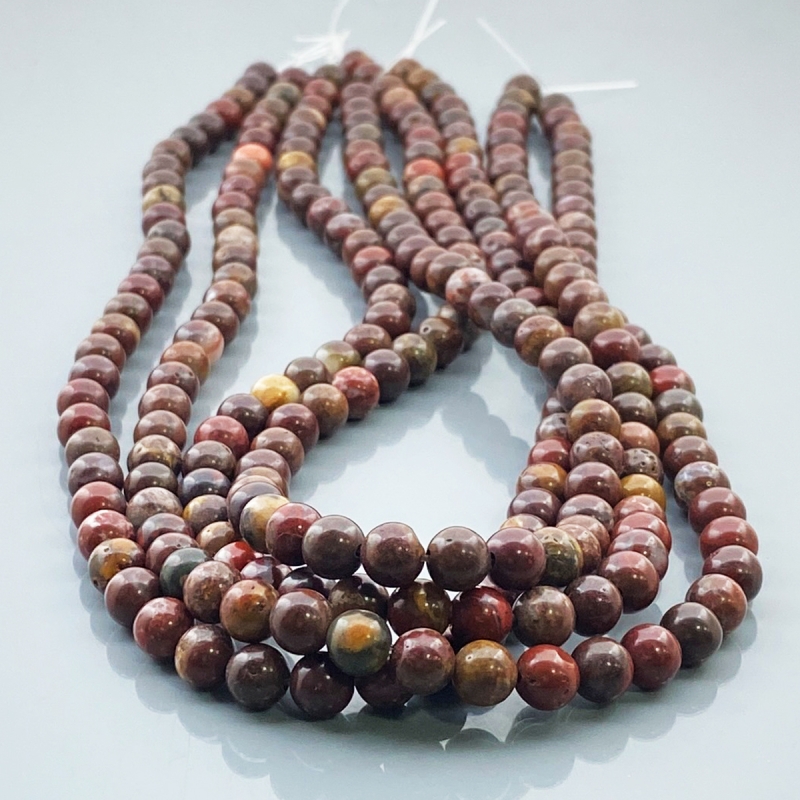 Poppy Jasper 6mm Smooth Round AA Gemstone Beads Lot - 182547