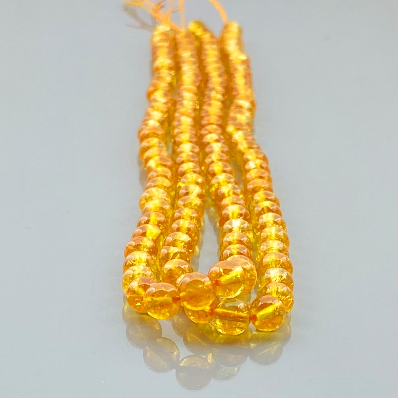Dyed Citrine 6mm Smooth Round AAA Gemstone Beads Lot - 182558