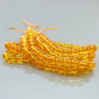 Dyed Citrine 6mm Smooth Round AAA Gemstone Beads Lot - 182558