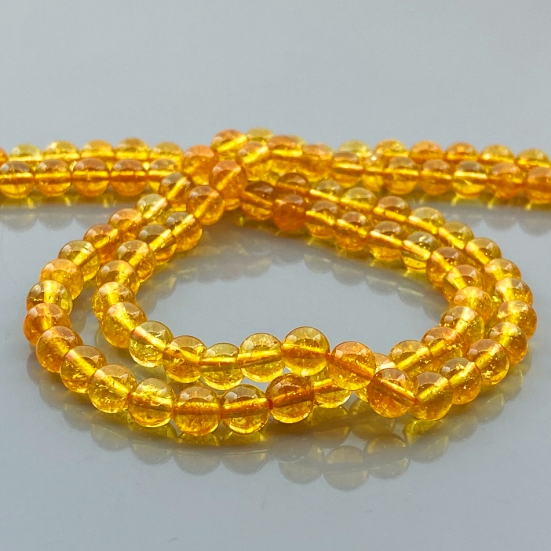 Dyed Citrine 6mm Smooth Round AAA Gemstone Beads Lot - 182558