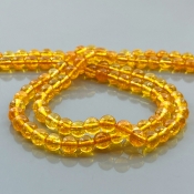 Dyed Citrine 6mm Smooth Round AAA Gemstone Beads Lot - 182558