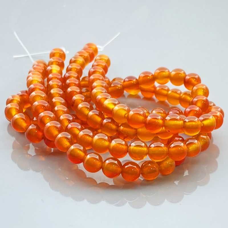 Carnelian 6mm Smooth Round AA Gemstone Beads Lot - 182561