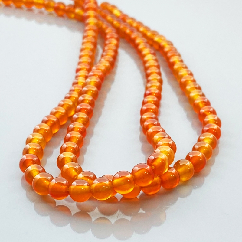 Carnelian 6mm Smooth Round AA Gemstone Beads Lot - 182561