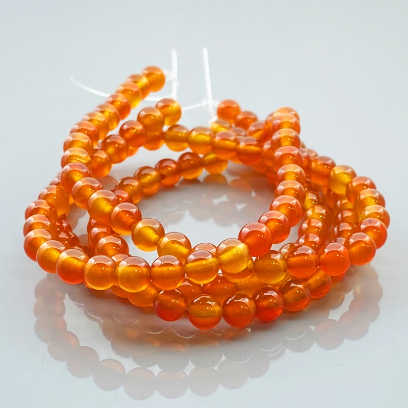 Carnelian 6mm Smooth Round AA Gemstone Beads Lot - 182561