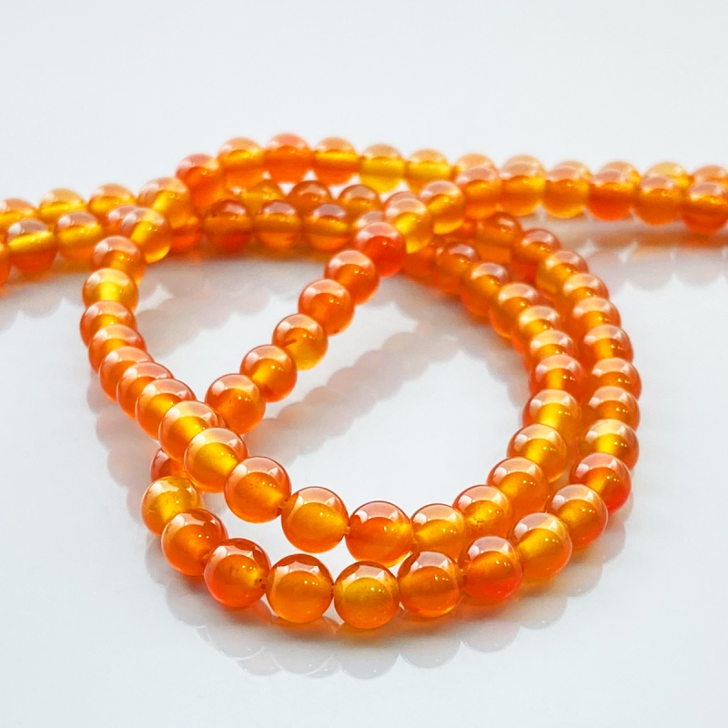 Carnelian 6mm Smooth Round AA Gemstone Beads Lot - 182561