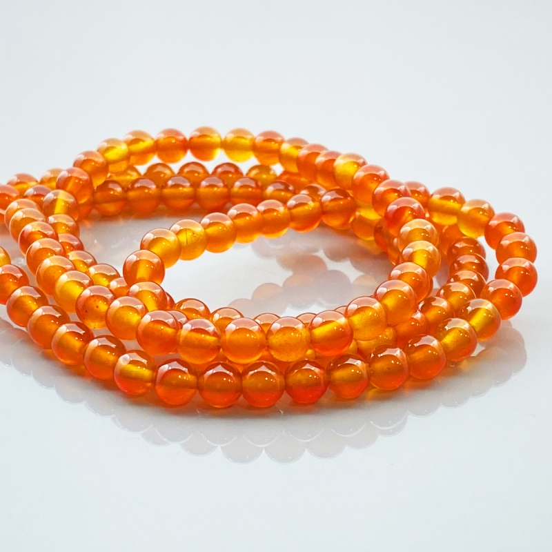 Carnelian 6mm Smooth Round AA Gemstone Beads Lot - 182561